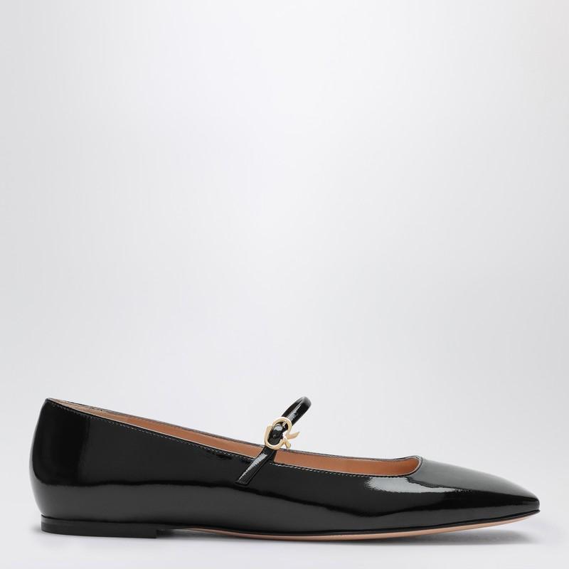 GIANVITO ROSSI Black Ribbon Jane Ballerina Flats Product Image