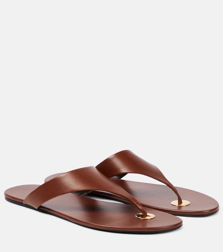 SAINT LAURENT Kouros Leather Sandals In Cigare Product Image