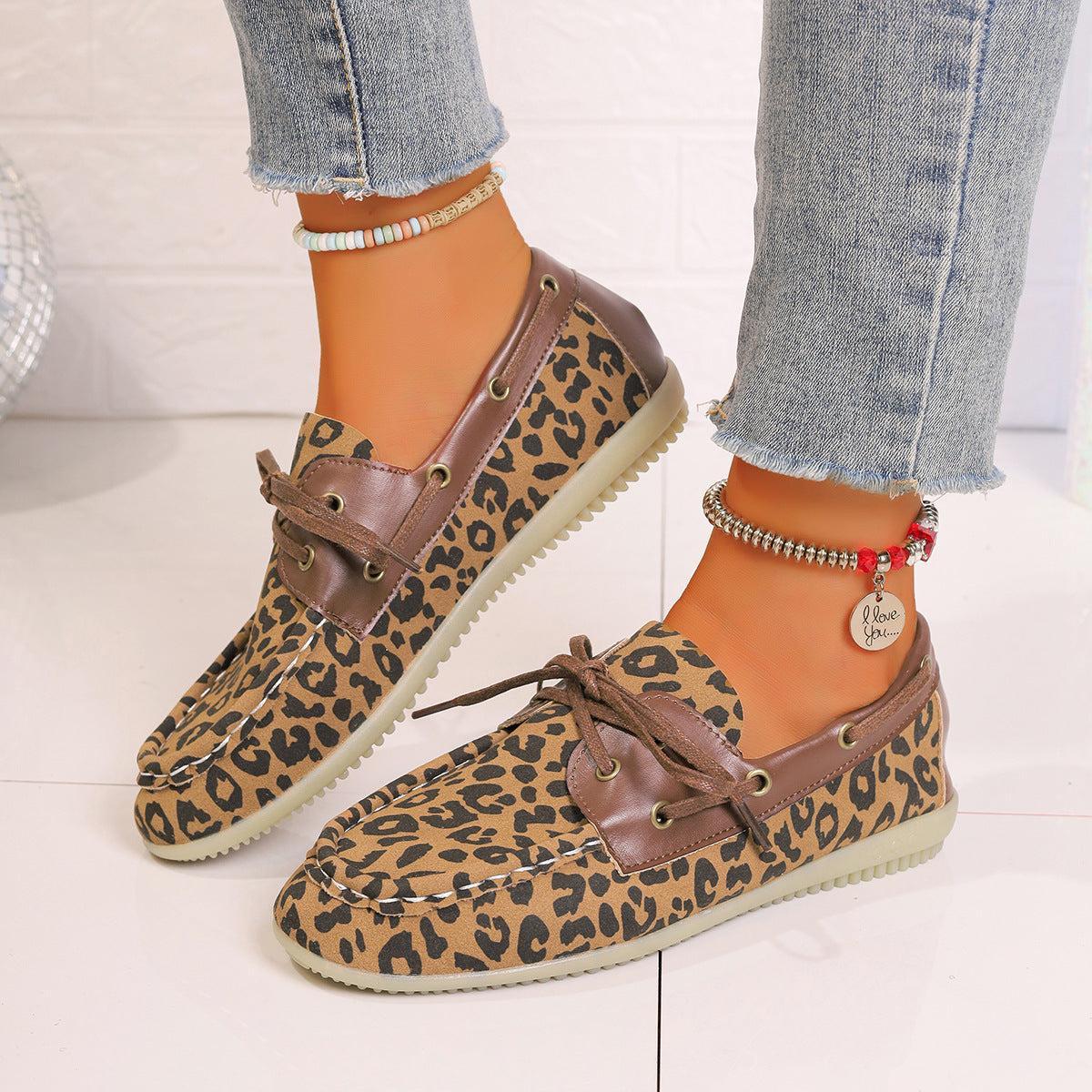 Lace Up Leopard Slip-Ons Product Image