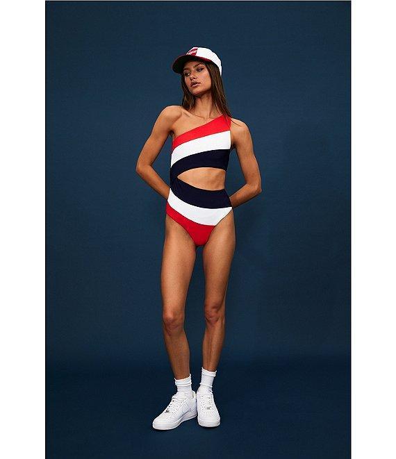 Beach Riot Joyce Color Block One Shoulder One Piece Swimsuit Product Image