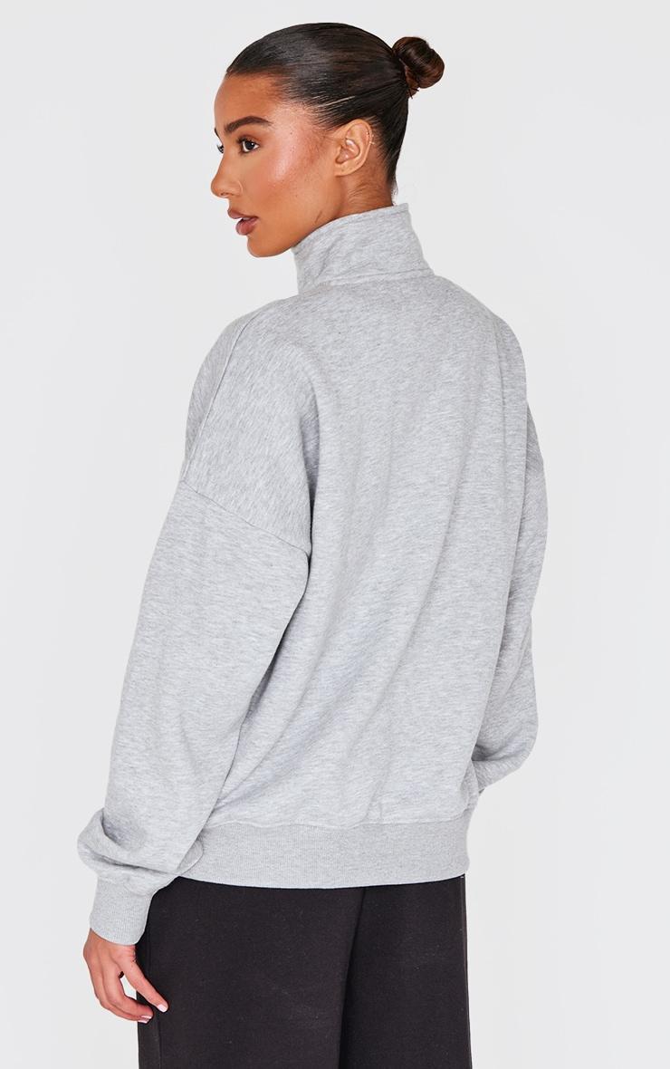 Ash Grey Oversized Quarter Zip Sweat Top Product Image