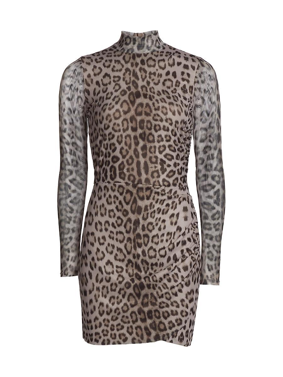 Womens Talulla Leopard-Print Mesh Minidress Product Image