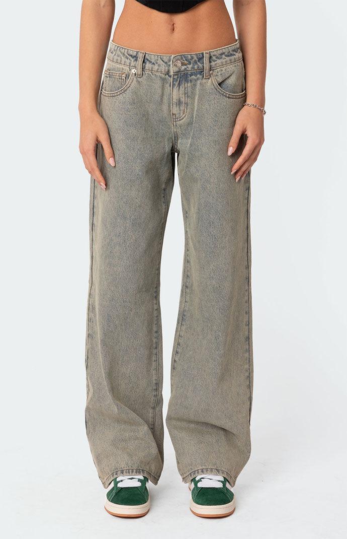 Edikted Women's Magda Low Rise Acid Wash Jeans Product Image