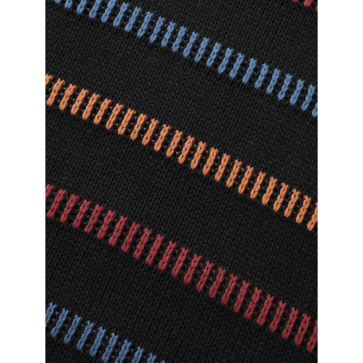 Plus Size Multi-Color Stripes Textured Crew Neck Pullover Black Women Casual Loose Long Sleeve Round Neck Everyday Pullovers BloomChic 28/5X Product Image