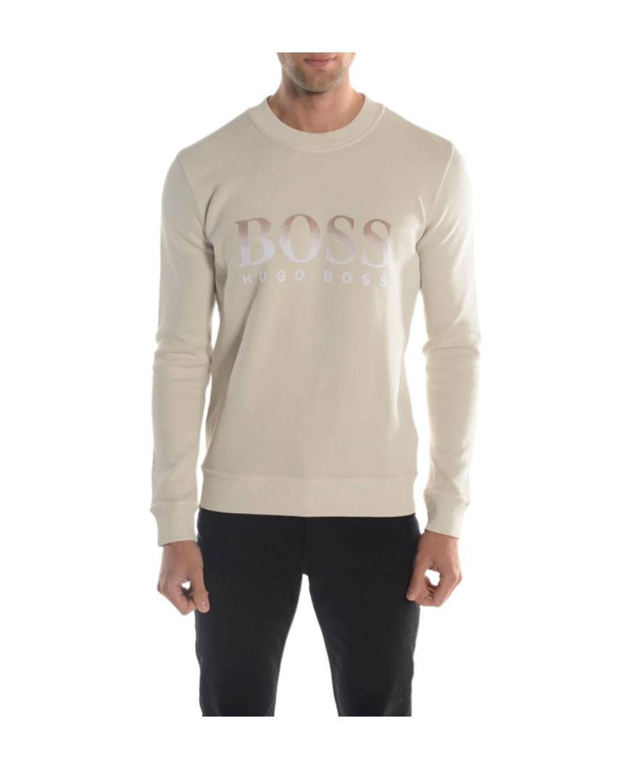 HUGO BOSS Round-necked Logo Sweater In Nude Product Image