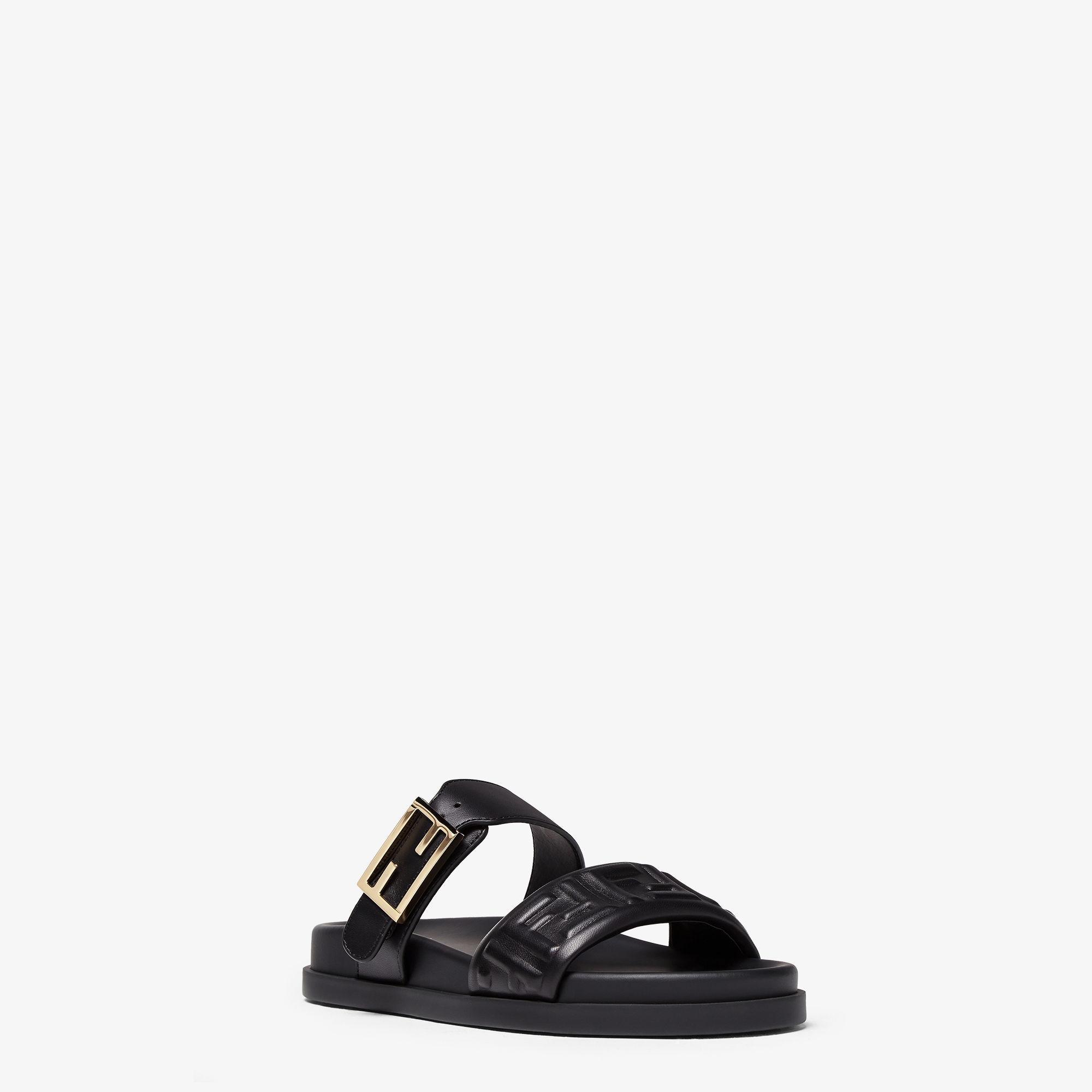 Fendi FeelBlack nappa leather slides Product Image