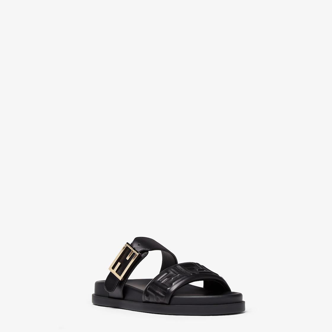 Fendi FeelBlack nappa leather slides Product Image