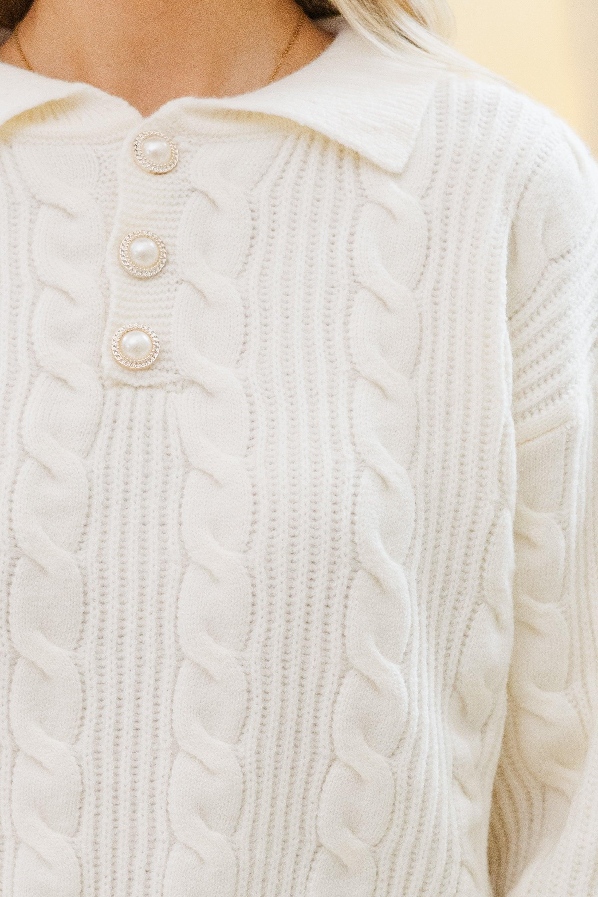 On Your Way Cream Cable Knit Sweater Female Product Image