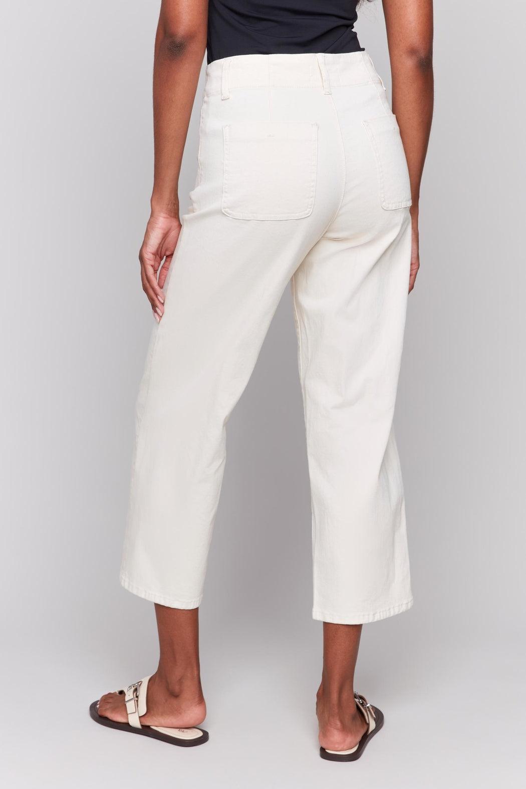 Natural Button Crop Pant Product Image