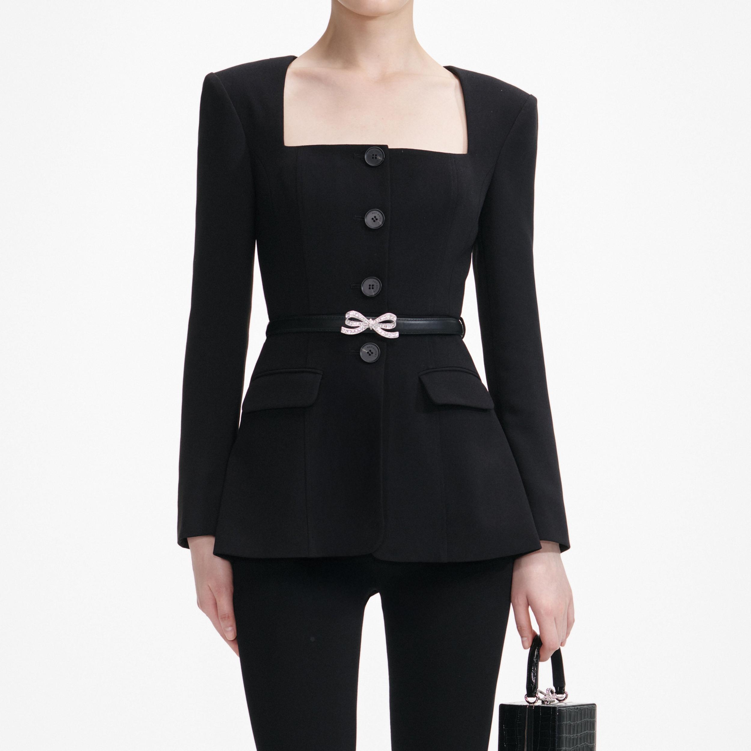 Black Crepe Tailored Top Product Image