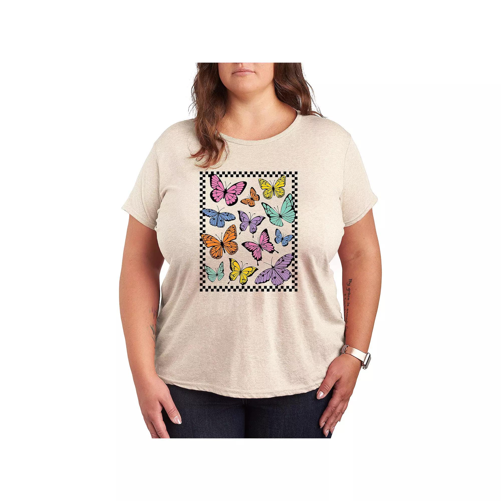 Plus Checker Butterfly Group Graphic Tee, Women's,  Product Image