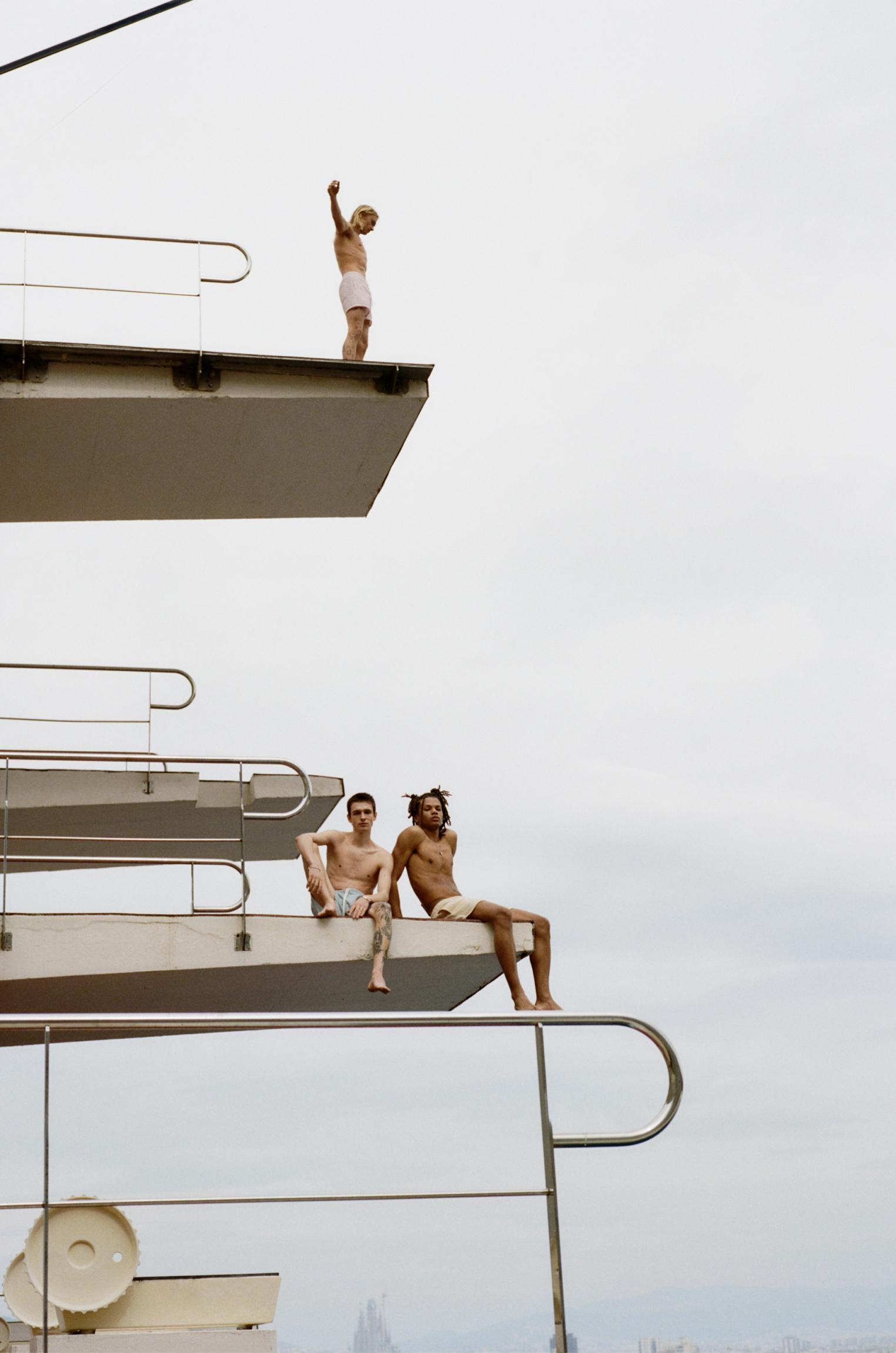 Striped seersucker swimming trunks Product Image