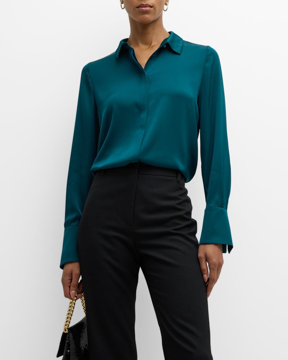 Larissa Split-Cuff Button-Down Blouse Product Image