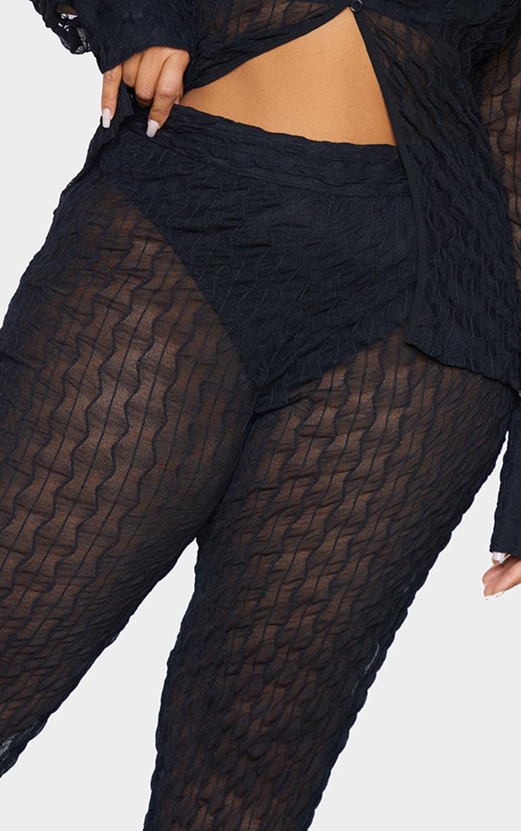 Plus Black Mesh Straight Leg Pants Product Image