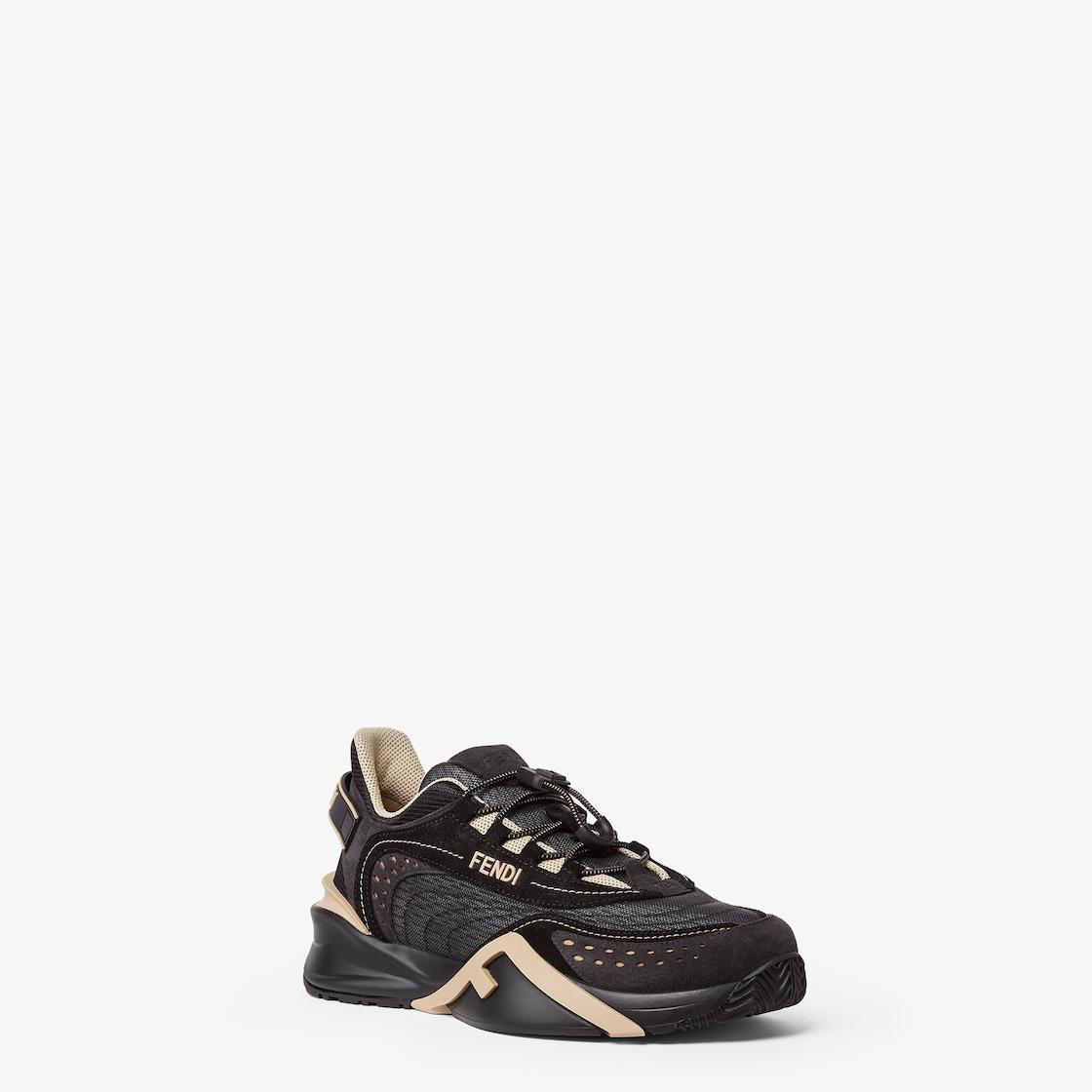 Fendi FlowBlack mesh and suede low tops Product Image