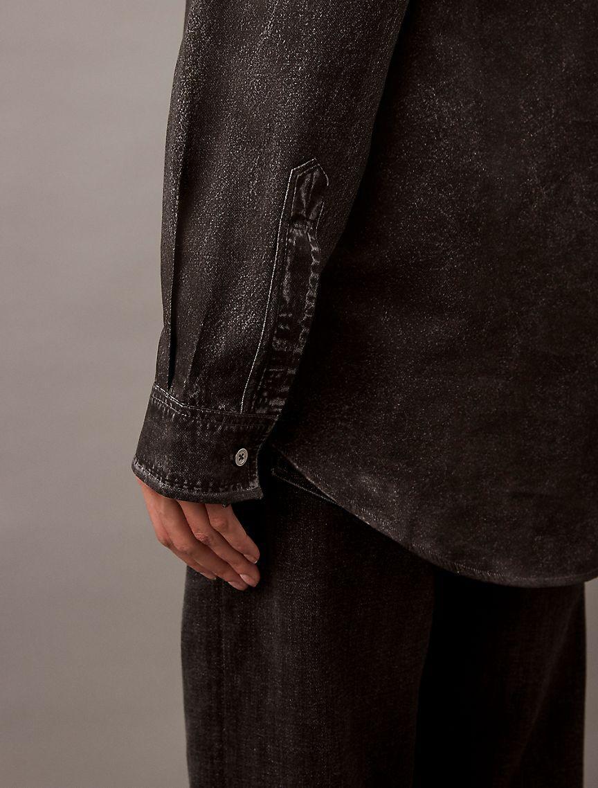 Denim Print Button-Down Shirt Product Image