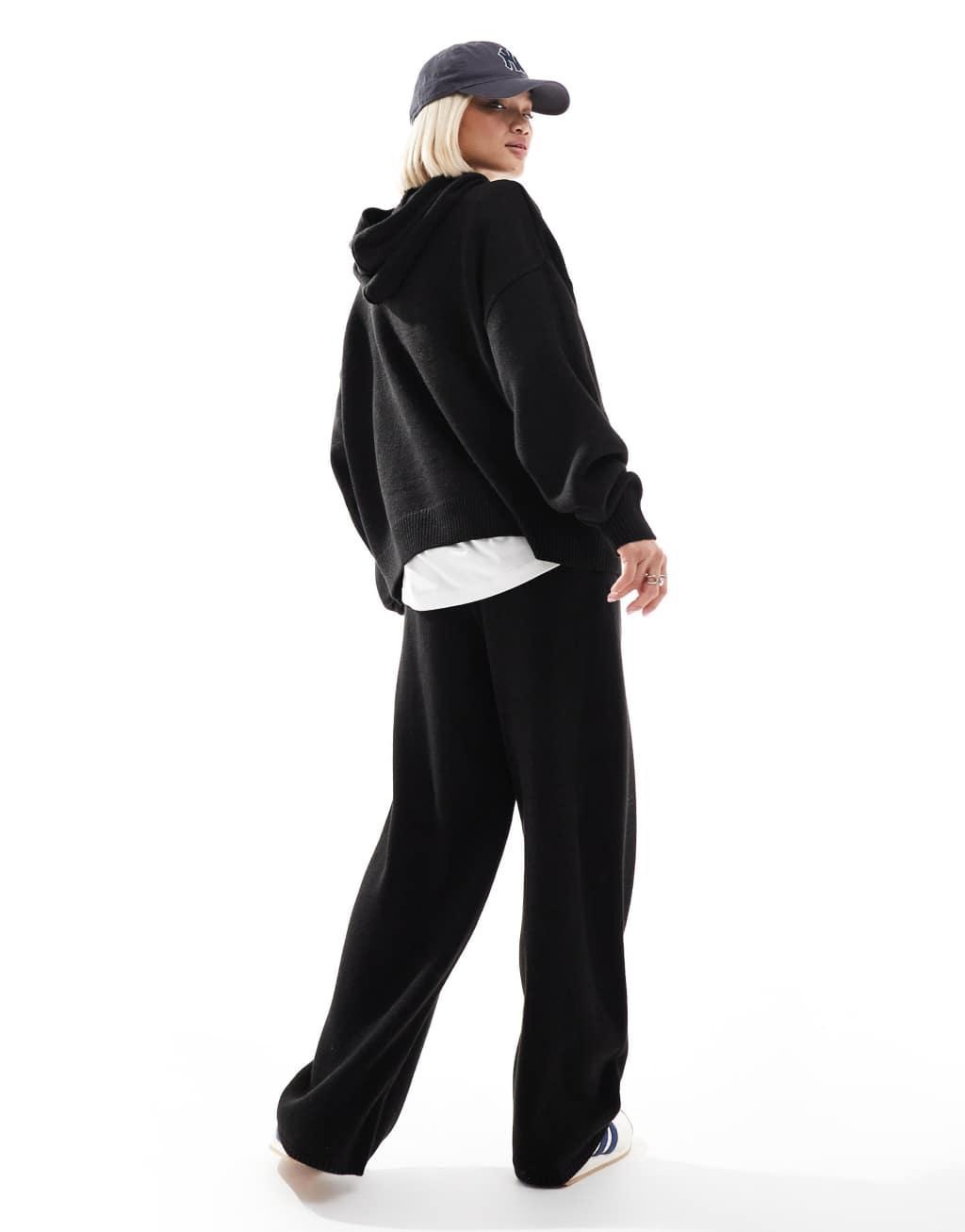 COLLUSION oversized knitted sweatpants in black - part of a set Product Image