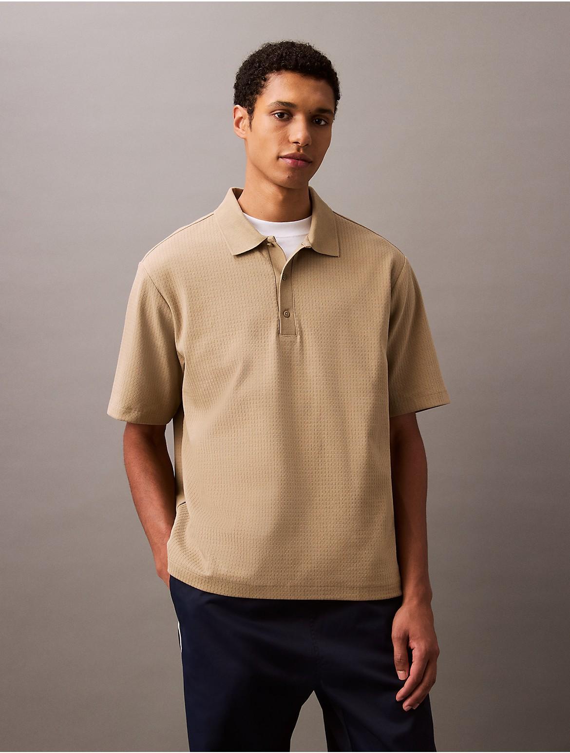 Calvin Klein Mens Chainstitch Relaxed Polo Shirt - Brown Product Image