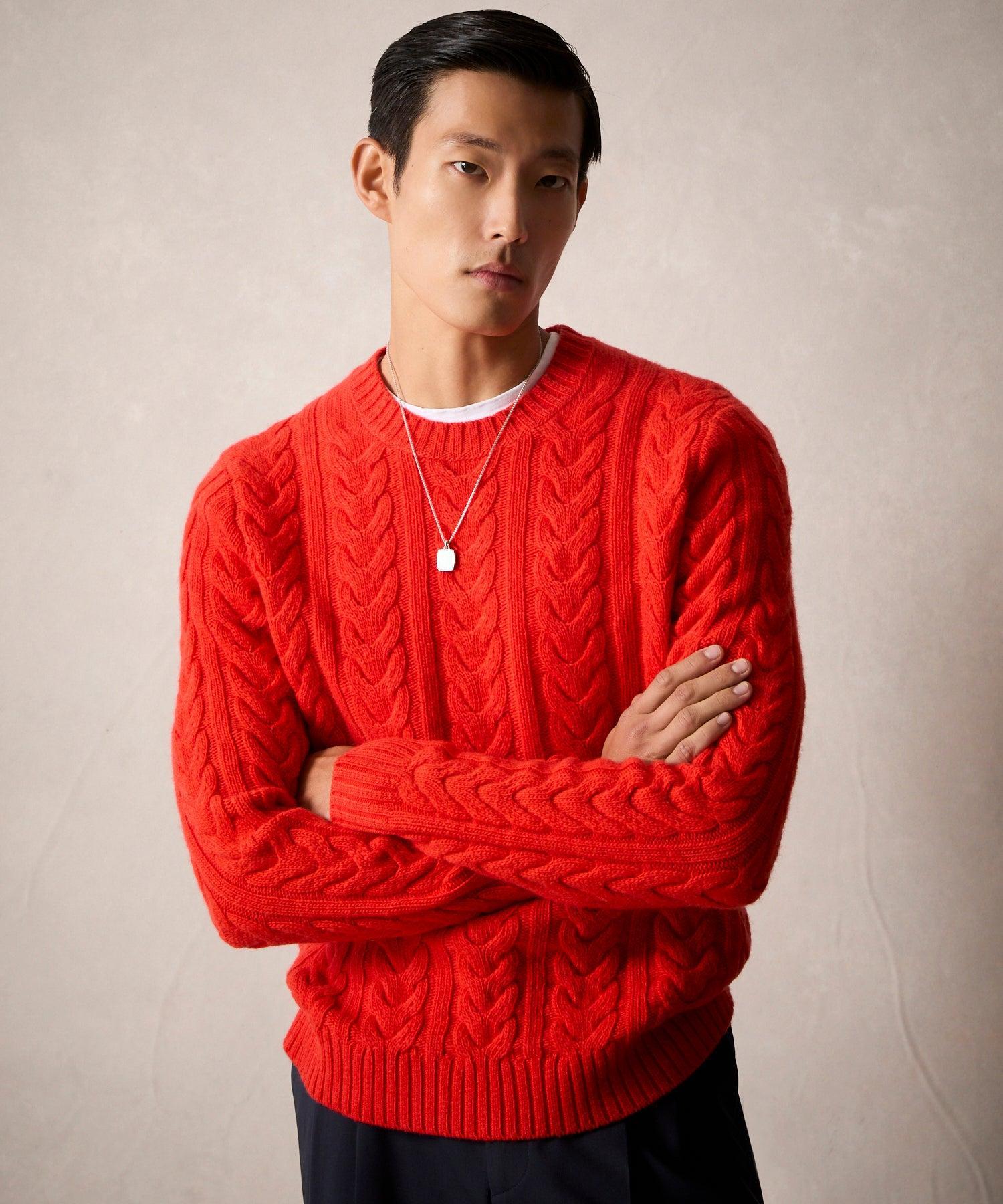 Wool Cable Crewneck Sweater in Bisque Product Image