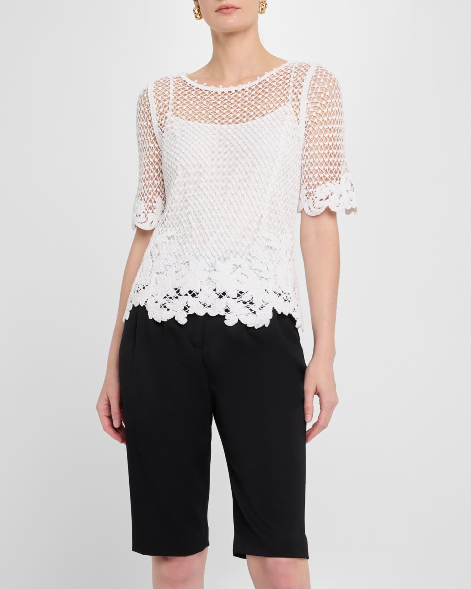 Sylvs Floral Crochet Rosette Net Blouse Product Image
