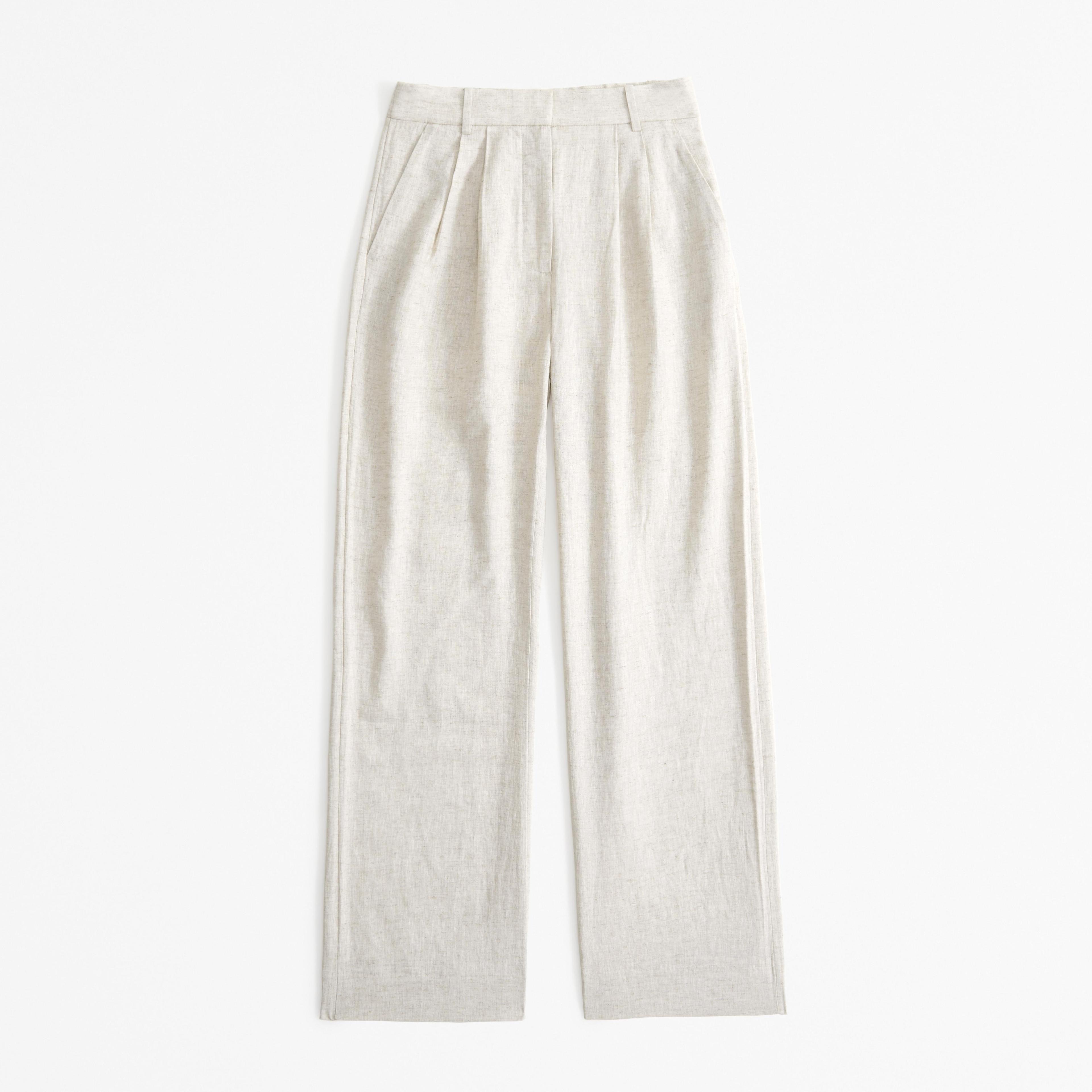 Curve Love A&F Sloane Tailored Linen-Blend Pant Product Image