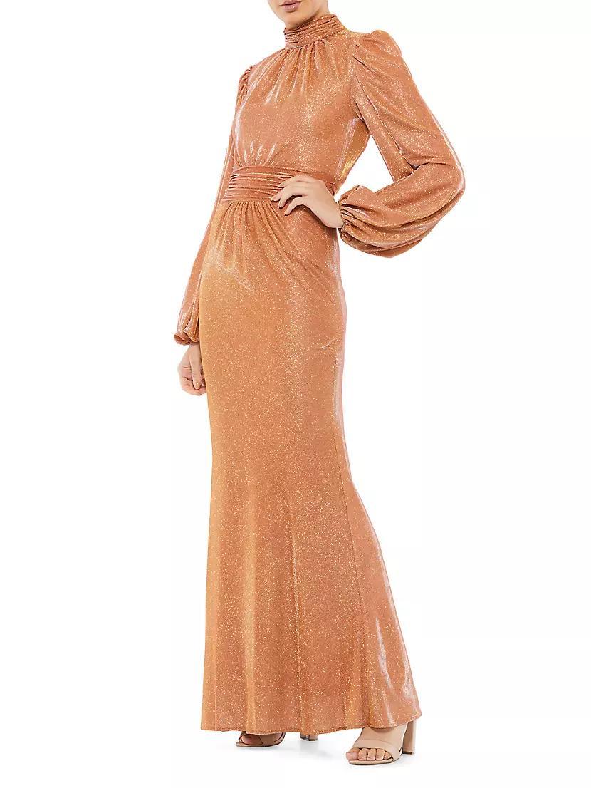 Metallic Puff-Sleeve Gown Product Image