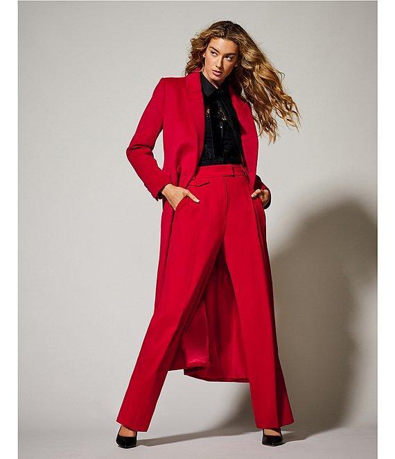 A Loves A Woven Suiting High Rise Coin Pocket Pleated Front Point Hem Pants Product Image