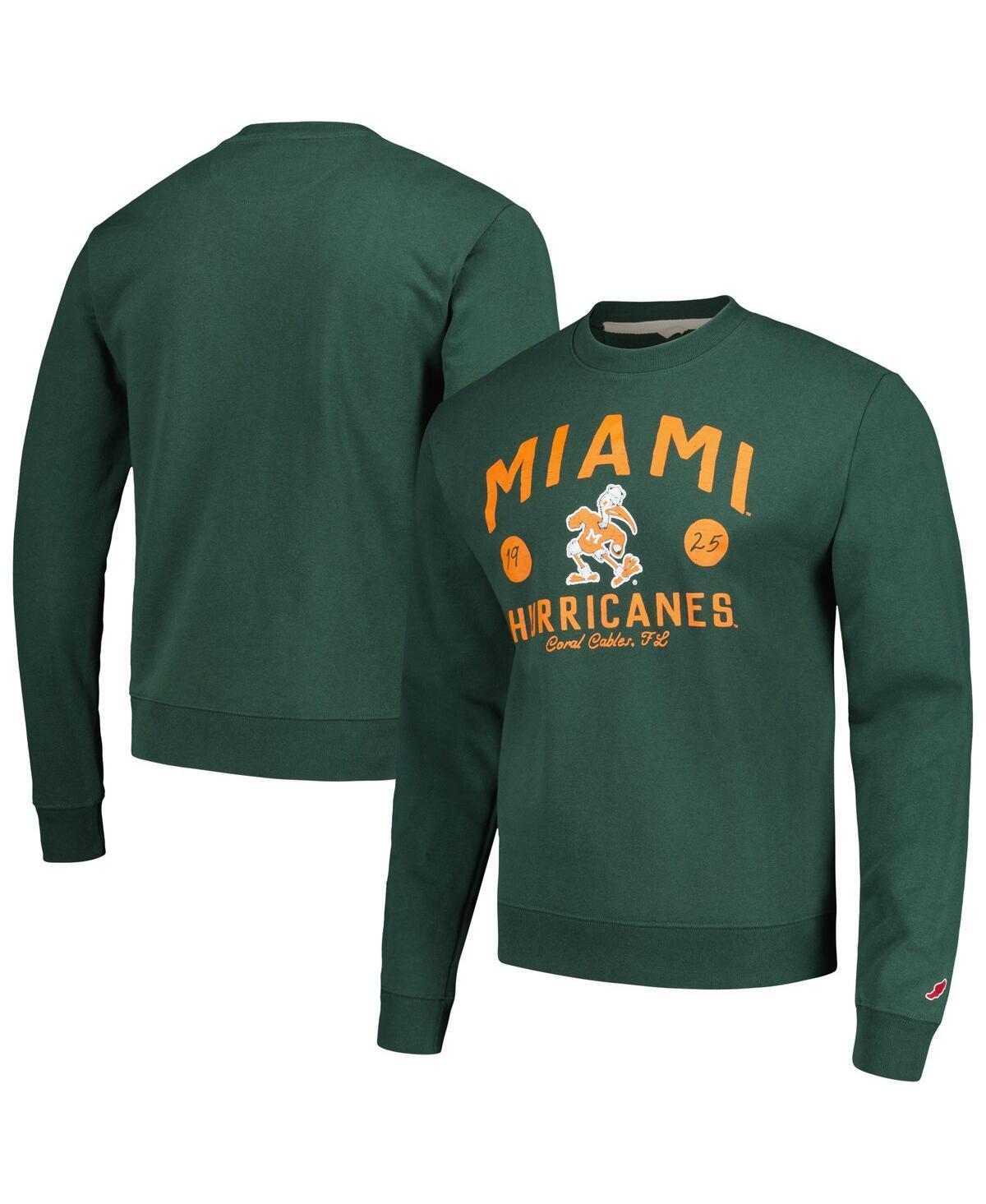 Men's League Collegiate Wear  Green Miami Hurricanes Bendy Arch Essential Pullover Sweatshirt, Size: Small Product Image