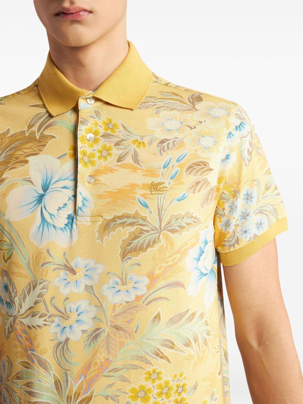 floral-print cotton polo shirt Product Image