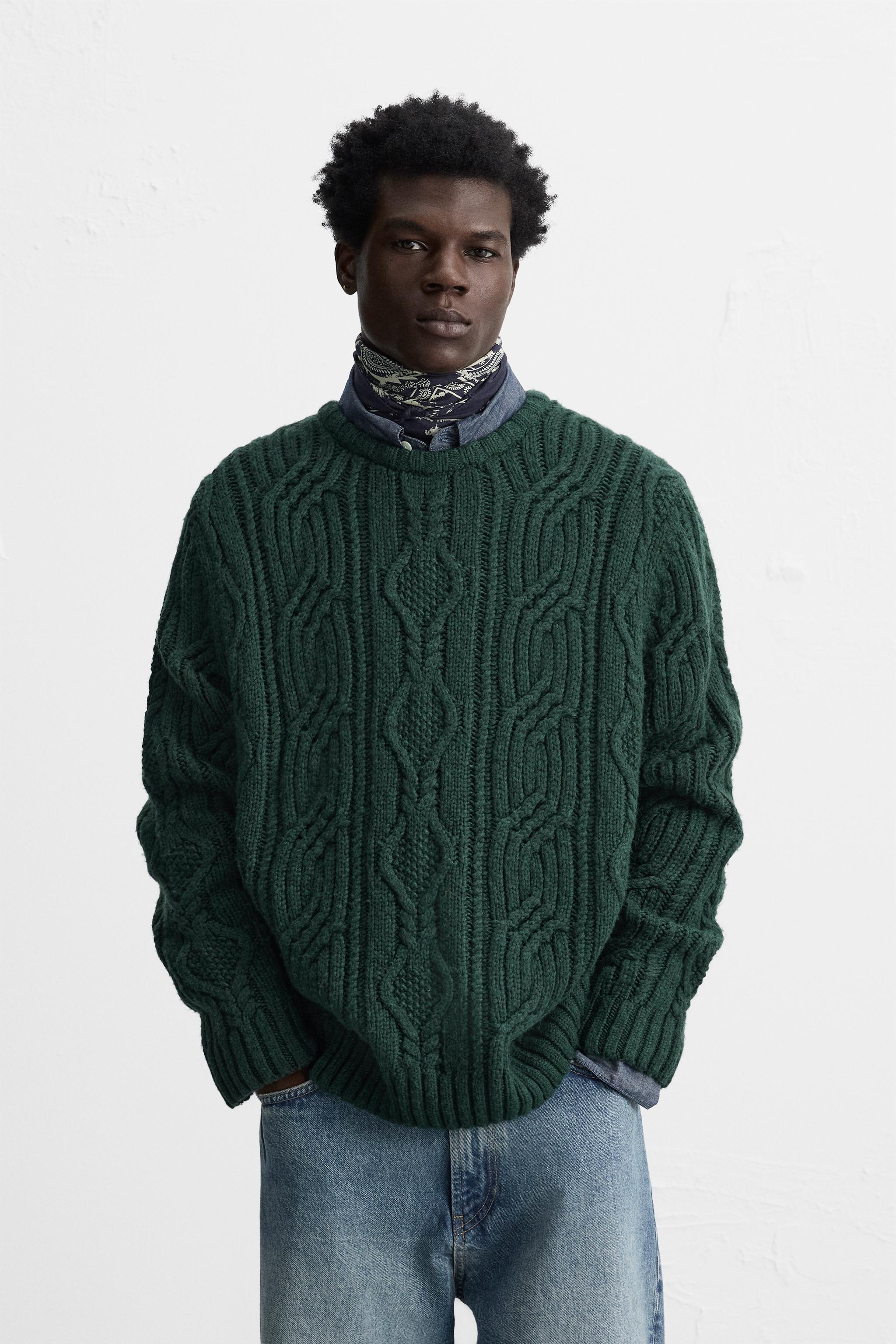 TEXTURED CABLE KNIT SWEATER Product Image