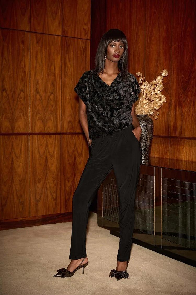 Silky Knit And Foiled Velvet Jumpsuit Product Image