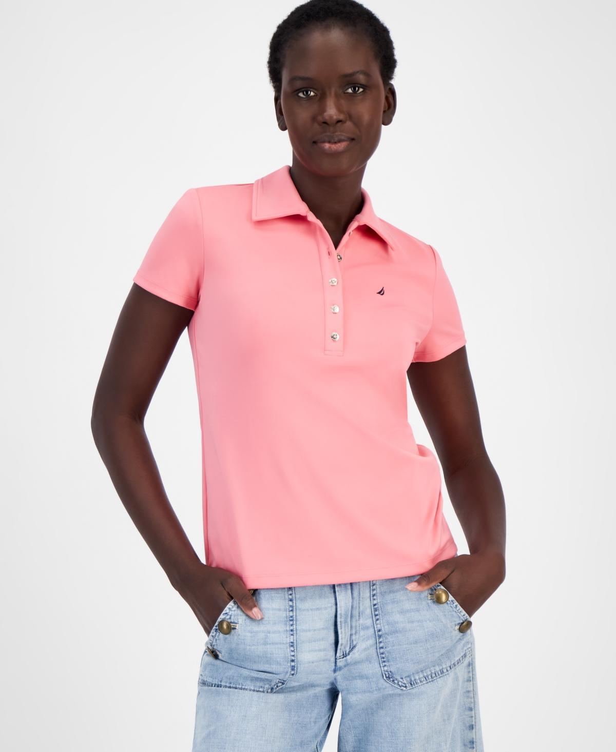 Nautica Jeans Womens Short-Sleeve Polo Shirt Product Image