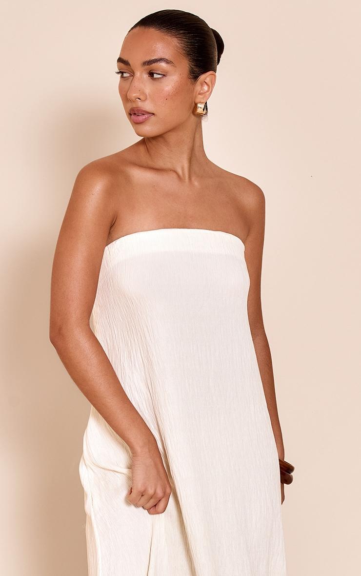 Cream Textured Bandeau Column Maxi Dress Product Image