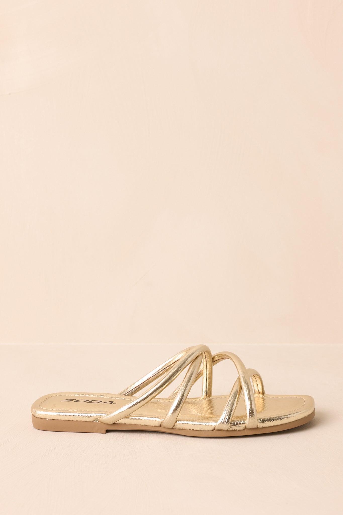 Wide Open Spaces Metallic Gold Flat Slide On Sandals Product Image