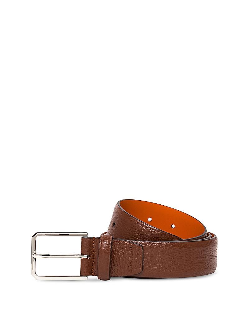 Men's Rectangle Buckle Grained Leather Belt Product Image