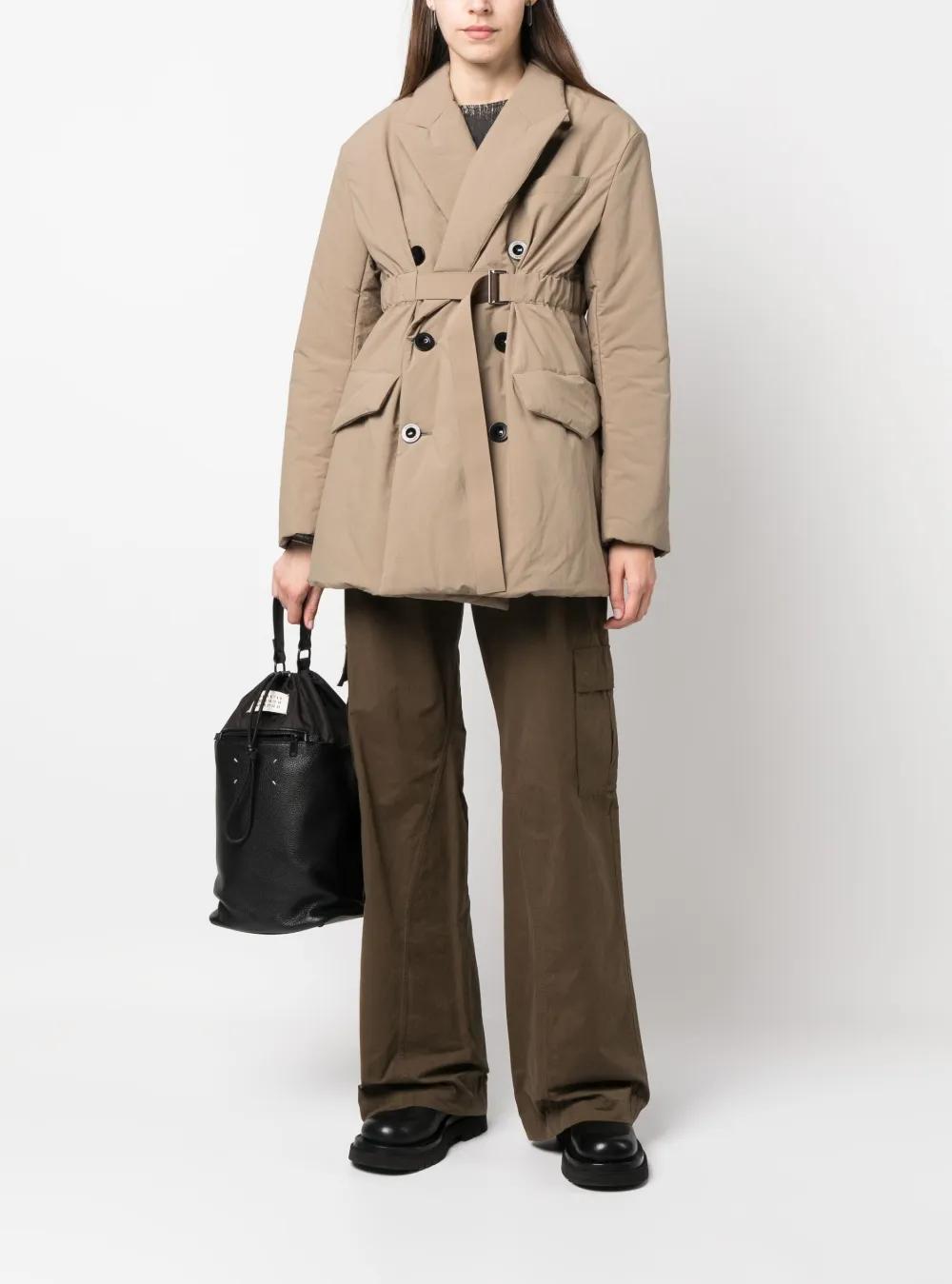 SACAI Double-breasted Padded Trench Coat In Neutrals Product Image