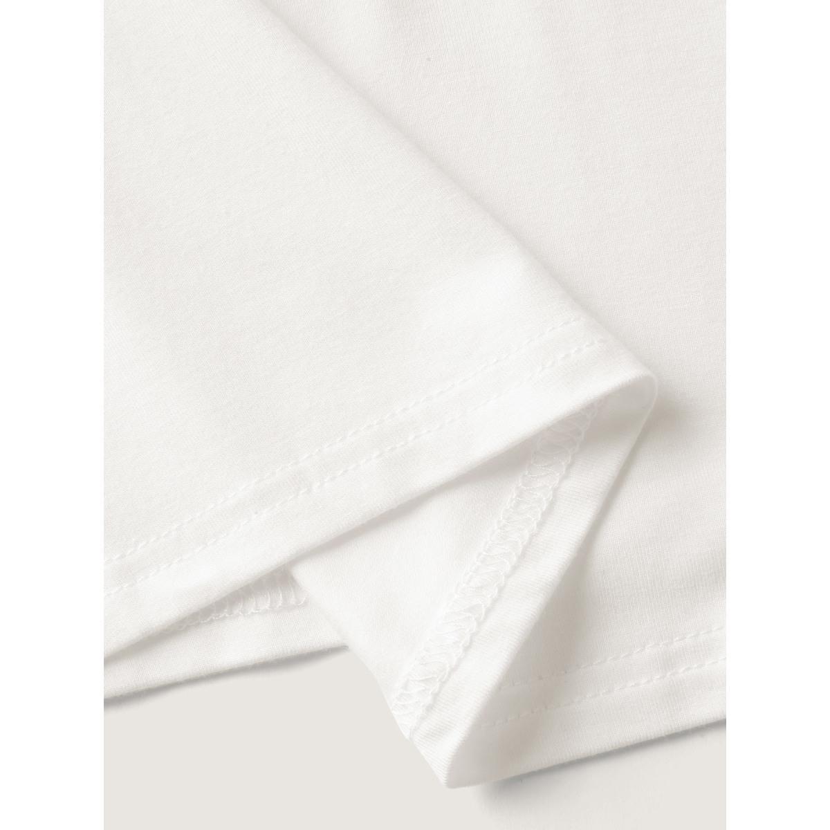 Plus Size Supersoft Essentials Solid Funnel Neck Knit T-shirt White Women Leisure Plain Plain Ruffled collar Bodycon Casual T-shirts BloomChic 22-24/3X Product Image