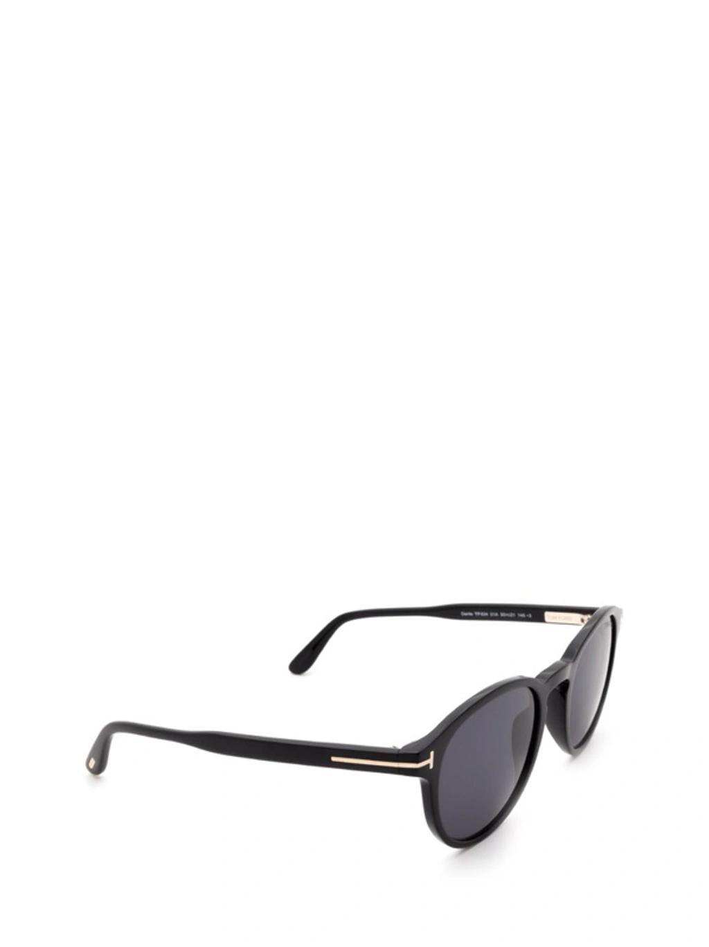 TOM FORD Eyewear Round Frame Sunglasses In Shiny Black Product Image