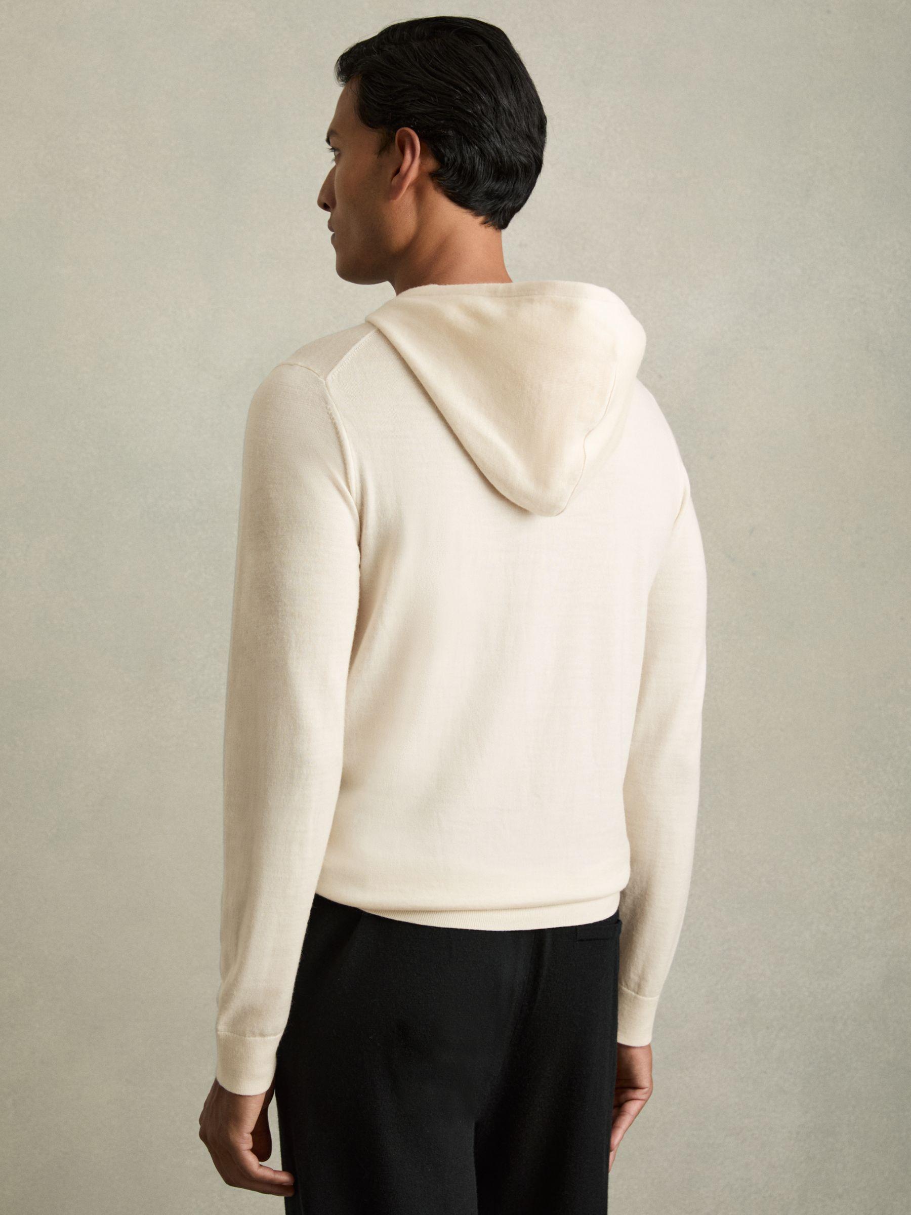 Merino Wool Drawstring Hoodie in Snow White Product Image