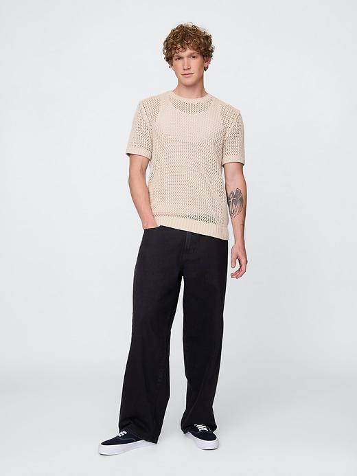 Crochet Mesh Crewneck T-Shirt Product Image