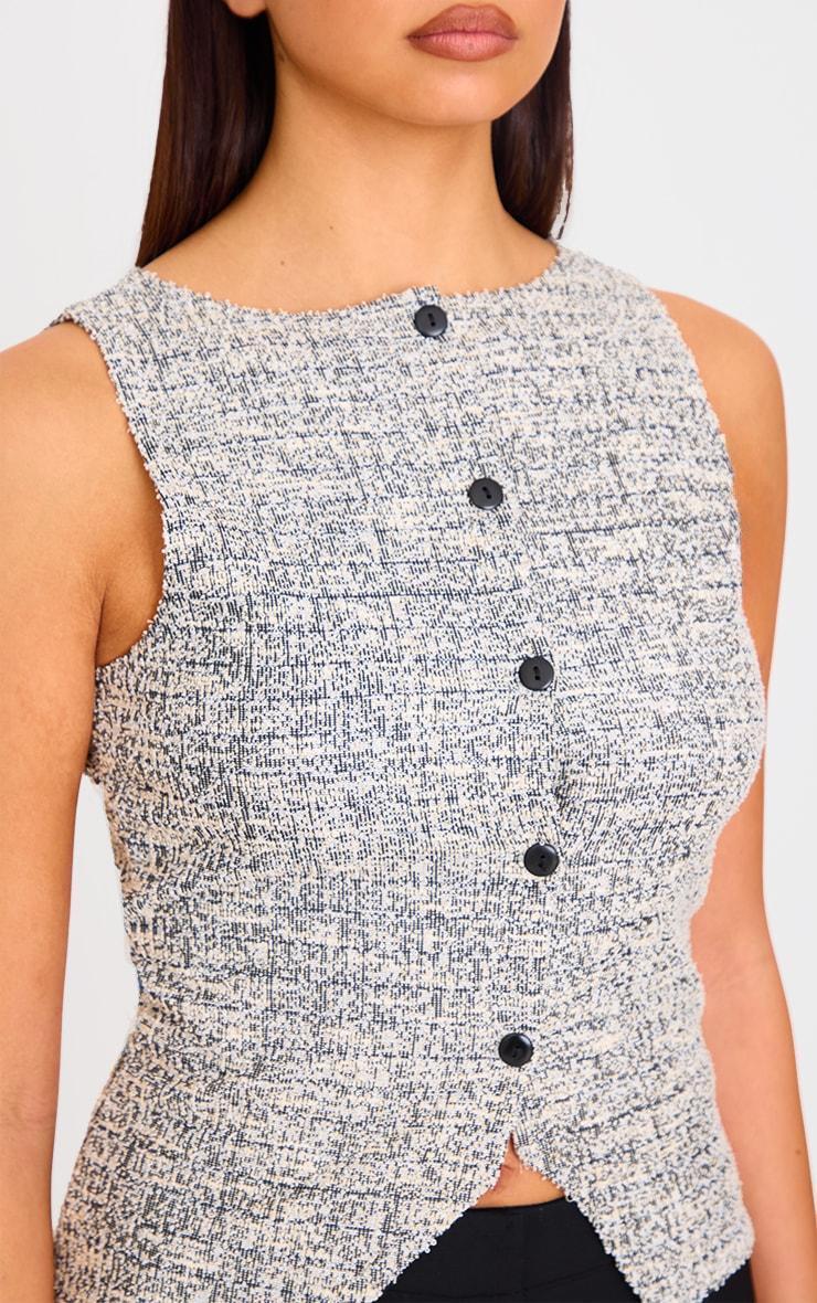 Grey Boucle Button Down Waist Coat Product Image