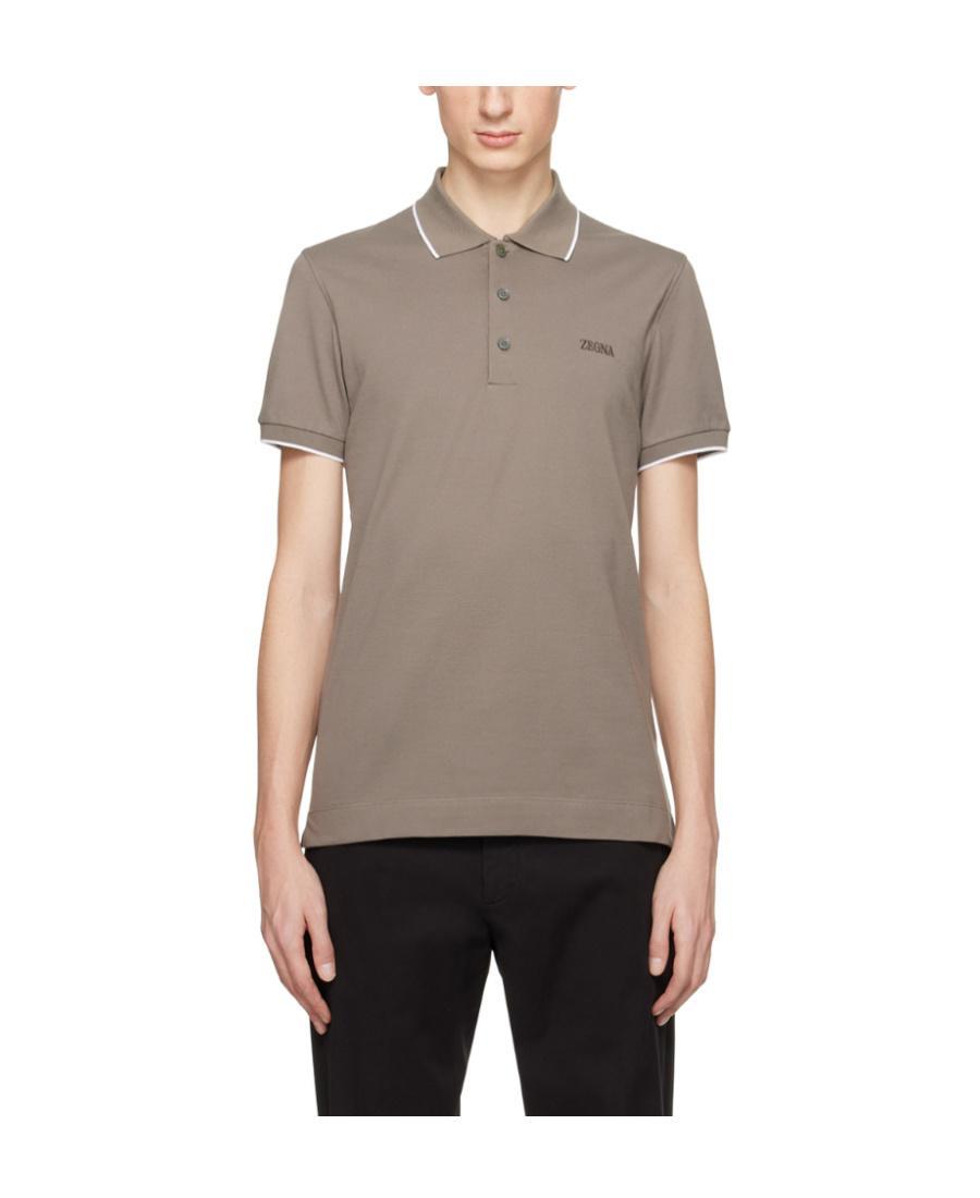 ZEGNA Logo-embroidered Polo Shirt In Gray Product Image