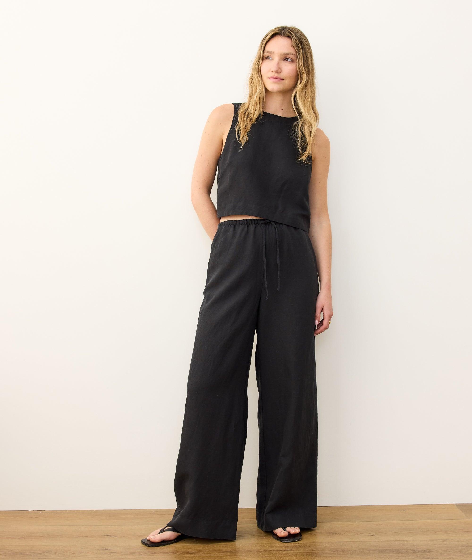 Linen Drawstring Wide Leg Pant Product Image