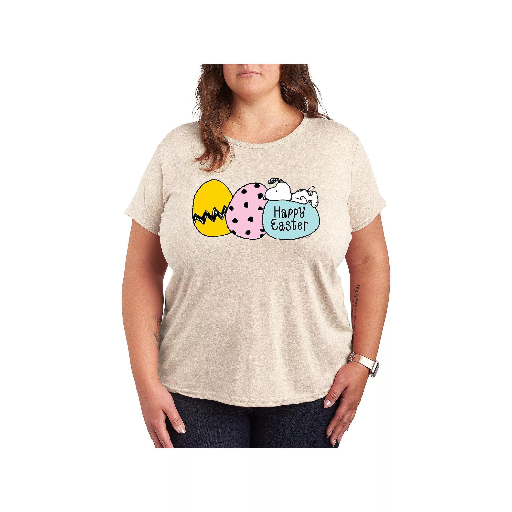 Plus Peanuts Snoopy Happy Easter Eggs Graphic Tee, Women's,  Product Image