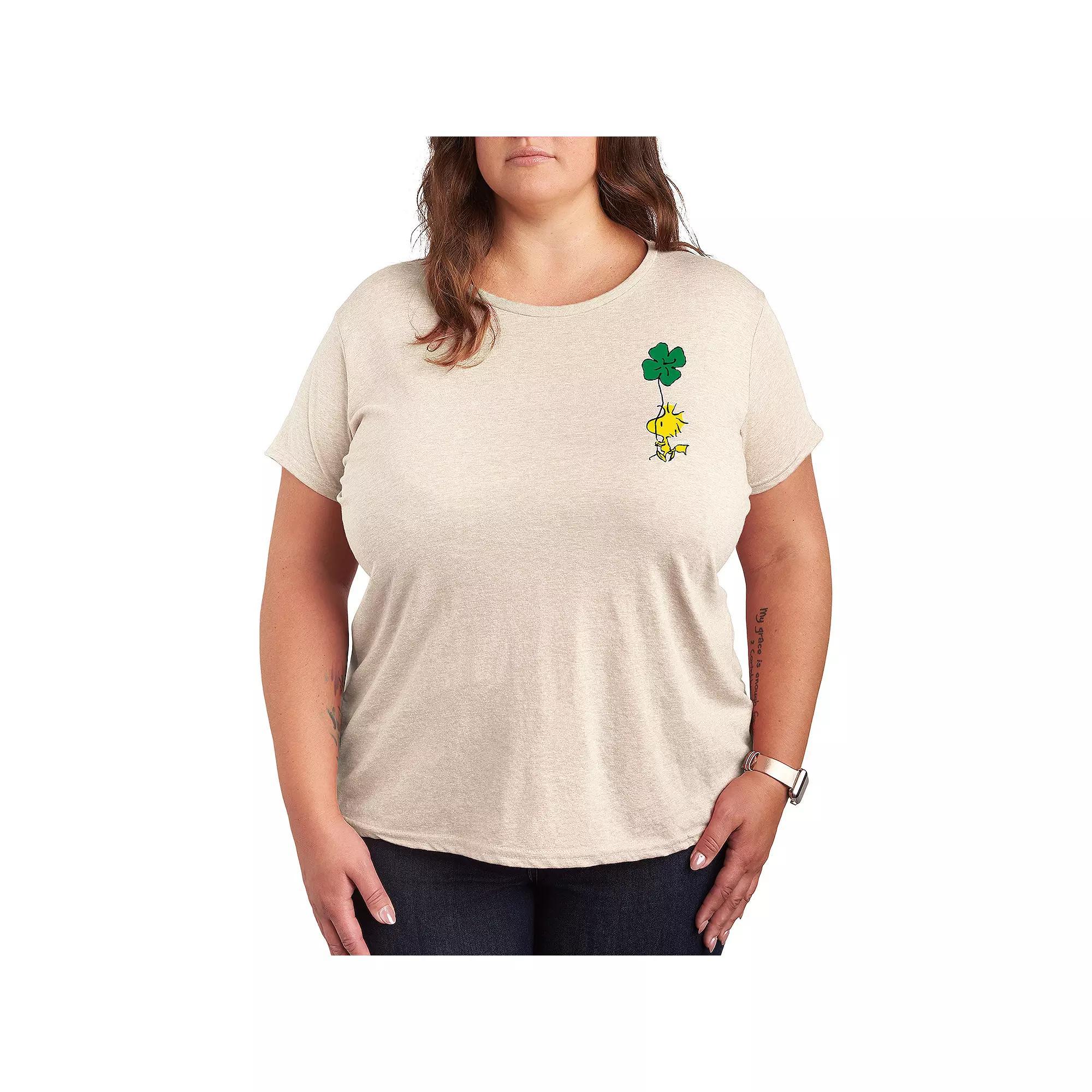 Plus Peanuts Woodstock Clover Graphic Tee, Women's, Size: 4XL, Beige Product Image