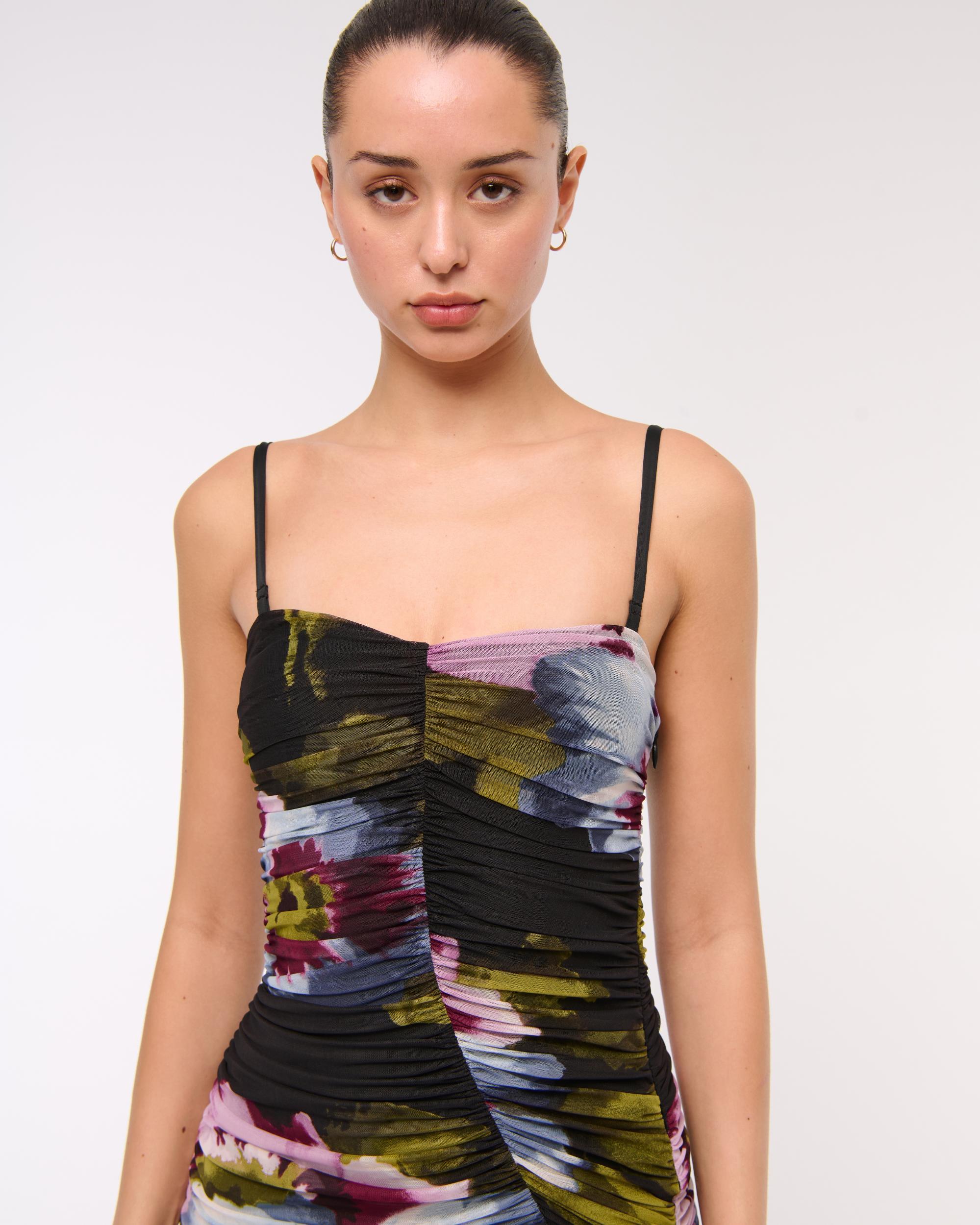 Mesh Strapless Ruched Maxi Dress Product Image