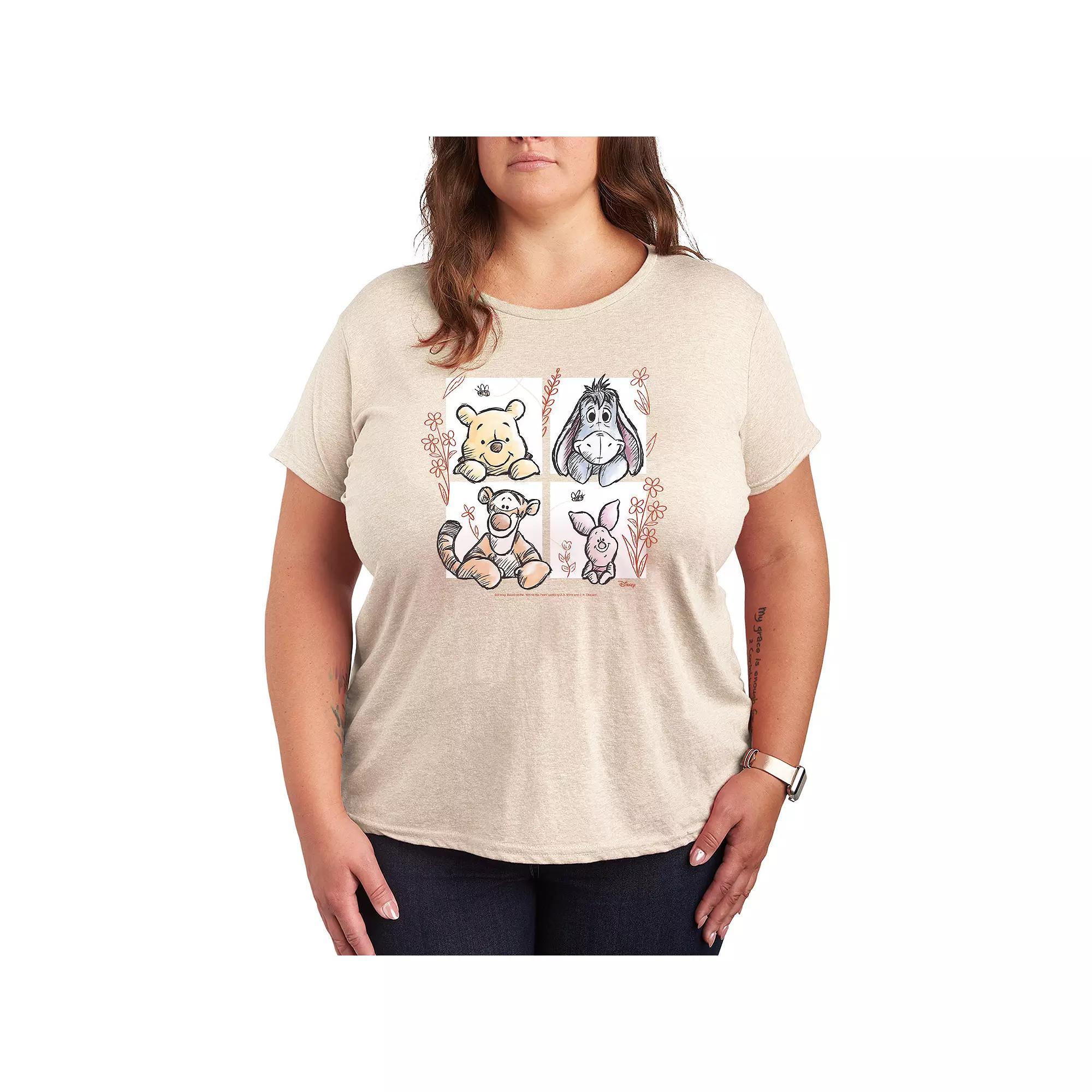 Disney's Winnie The Pooh Floral Grid Graphic Tee, Women's,  Product Image