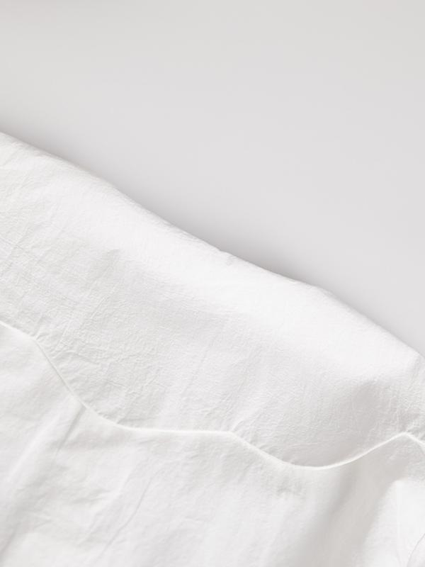 Loose Short Sleeves Solid Color Split-Joint Peter Pan Collar Blouses&Shirts Tops Product Image