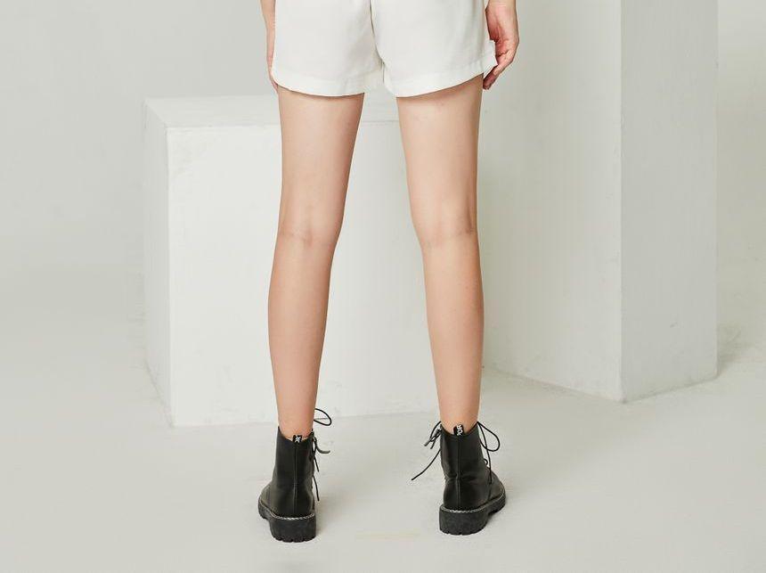 High-Waist Pleated Shorts Product Image