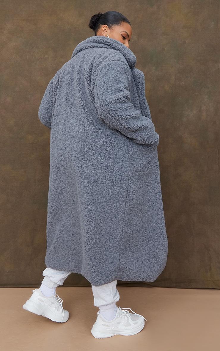 Plus Charcoal Longline Borg Coat Product Image